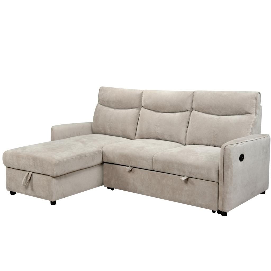 Kampinė sofa-lova LUMEN U, smėlio Kampinė sofa-lova LUMEN U, smėlio