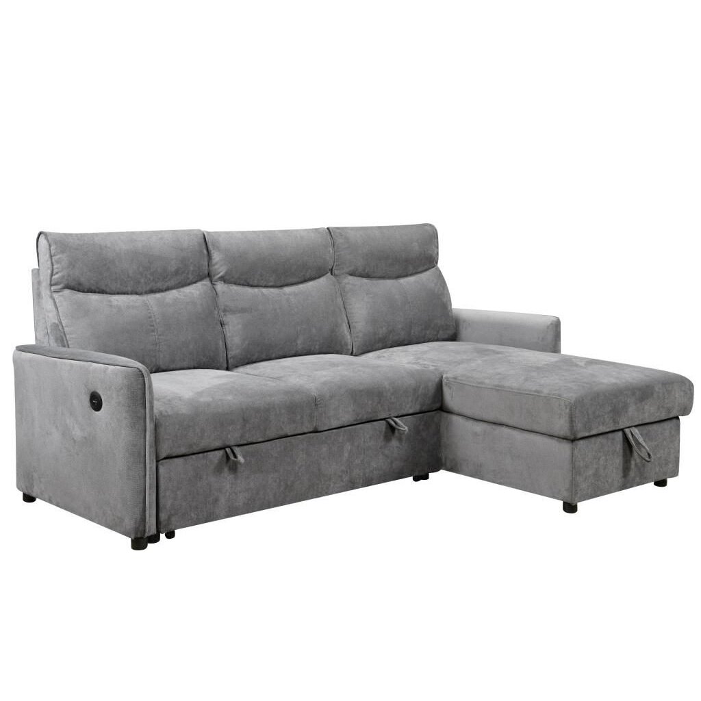 Kampinė sofa-lova LUMEN U, šviesiai pilka 1 Kampinė sofa-lova LUMEN U, šviesiai pilka 1