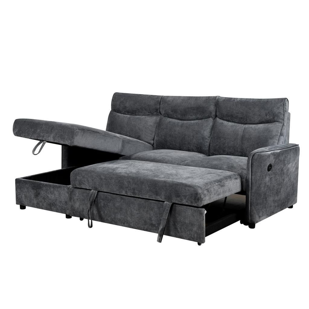 Kampinė sofa-lova LUMEN U, tamsiai pilka 4 Kampinė sofa-lova LUMEN U, tamsiai pilka 4