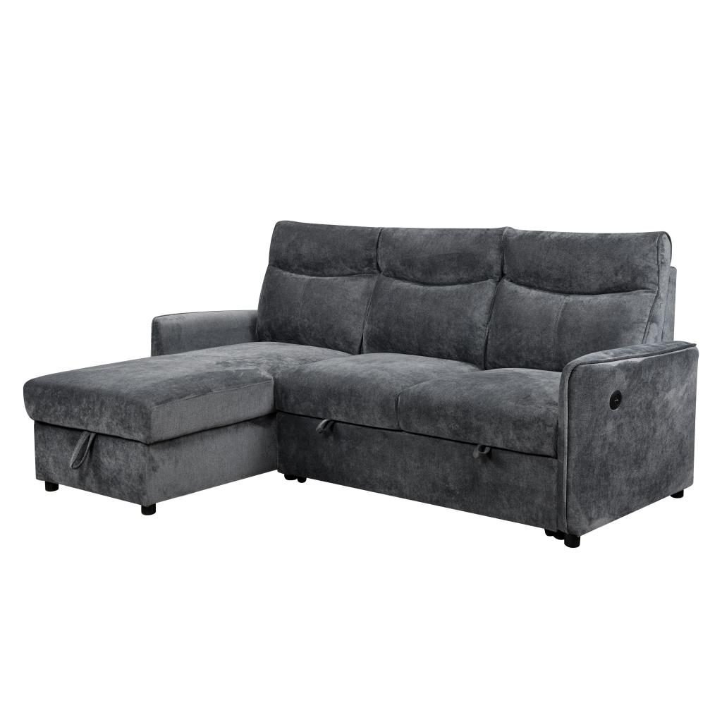 Kampinė sofa-lova LUMEN U, tamsiai pilka Kampinė sofa-lova LUMEN U, tamsiai pilka