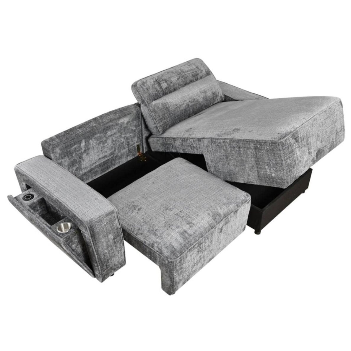 Kampinė sofa-lova RUFUS, tamsiai pilka 2