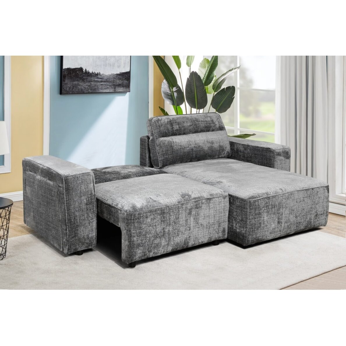 Kampinė sofa-lova RUFUS, tamsiai pilka 4