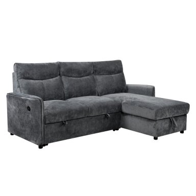 Kampinė sofa-lova LUMEN U, tamsiai pilka
