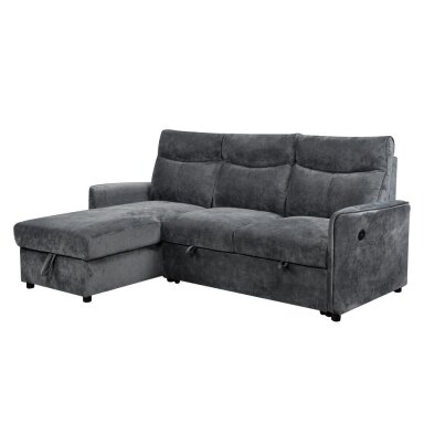 Kampinė sofa-lova LUMEN U, tamsiai pilka