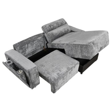 Kampinė sofa-lova RUFUS, tamsiai pilka 2