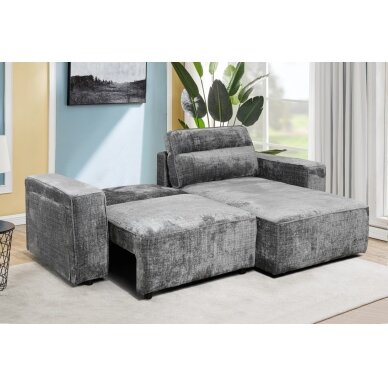 Kampinė sofa-lova RUFUS, tamsiai pilka 4