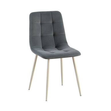 Kėdė TED GREY, tamsiai pilka, veliūrinė, pilkos kojos Kėdė TED GREY, tamsiai pilka, veliūrinė, pilkos kojos