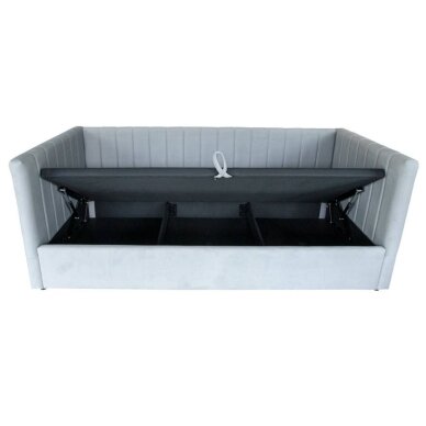 Lova su patalynės dėže CAMILA 90x200 cm, šviesiai pilka 3 Lova su patalynės dėže CAMILA 90x200 cm, šviesiai pilka 3