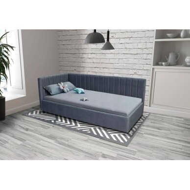 Lova su patalynės dėže OLVIA 90x200 cm, tamsiai pilka, kairinė 5 Lova su patalynės dėže OLVIA 90x200 cm, tamsiai pilka, kairinė 5