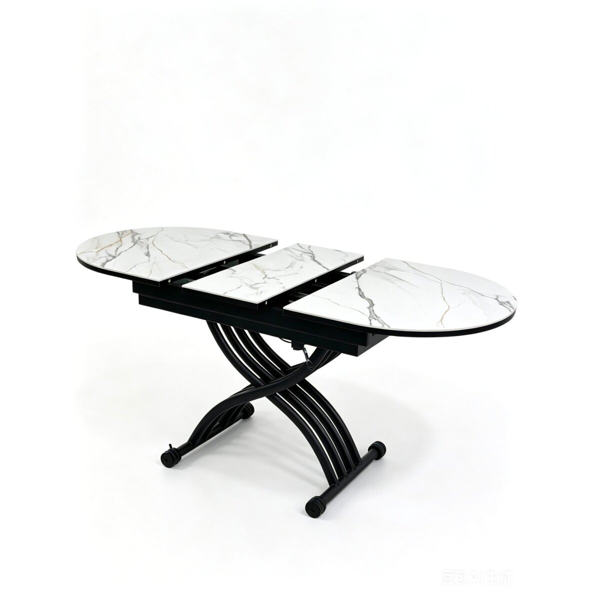 Stalas transformeris BREMEN 120-150x75 cm, balta su auksu 2 Stalas transformeris BREMEN 120-150x75 cm, balta su auksu 2