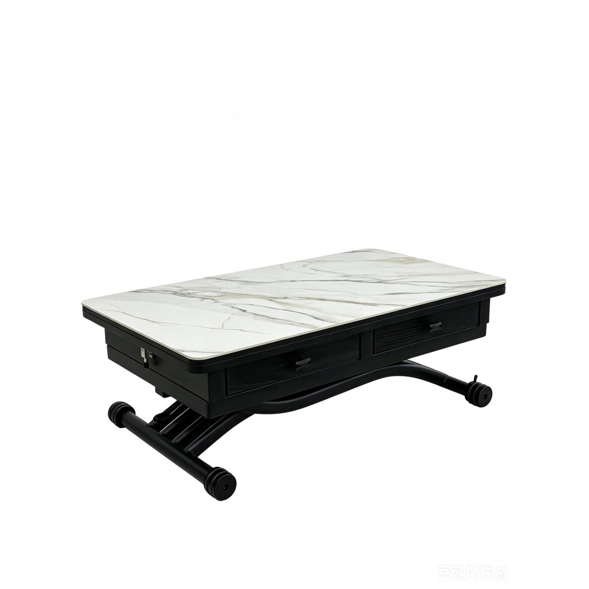 Stalas transformeris NANT 100x57-114 cm, balta su auksu 1 Stalas transformeris NANT 100x57-114 cm, balta su auksu 1