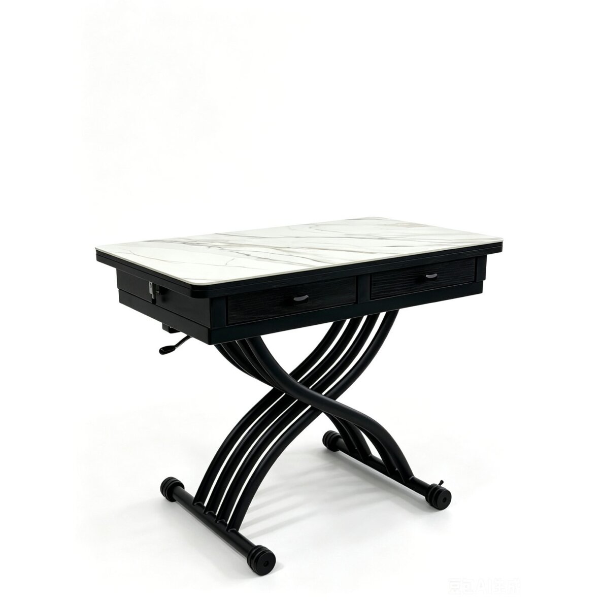 Stalas transformeris NANT 100x57-114 cm, balta su auksu 3