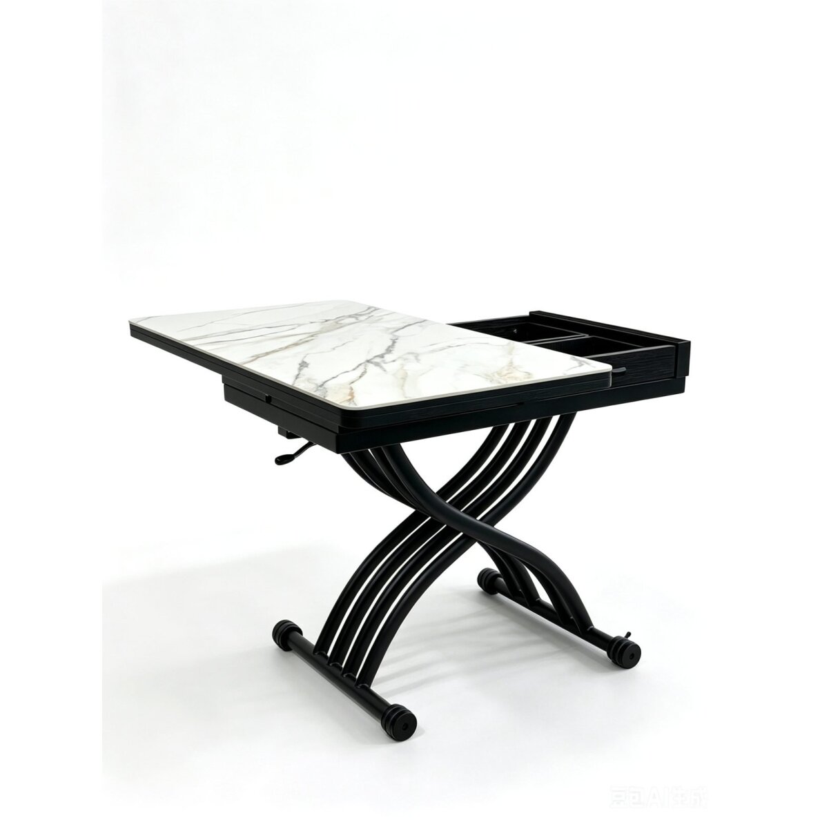 Stalas transformeris NANT 100x57-114 cm, balta su auksu