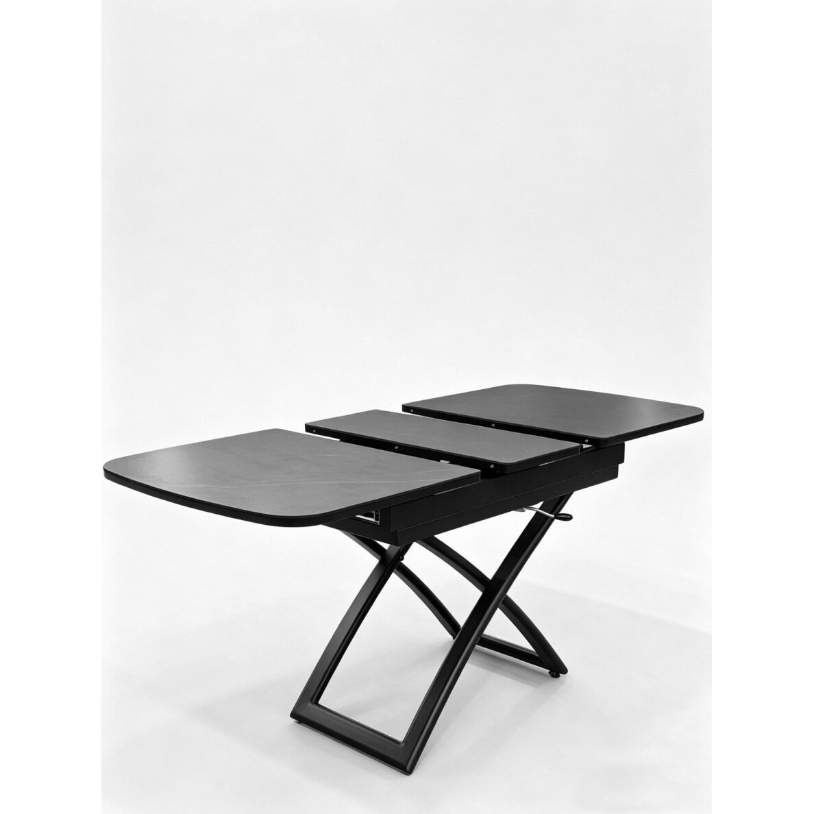 Stalas transformeris SPLIT 120-150x75 cm, matinė juoda 2 Stalas transformeris SPLIT 120-150x75 cm, matinė juoda 2