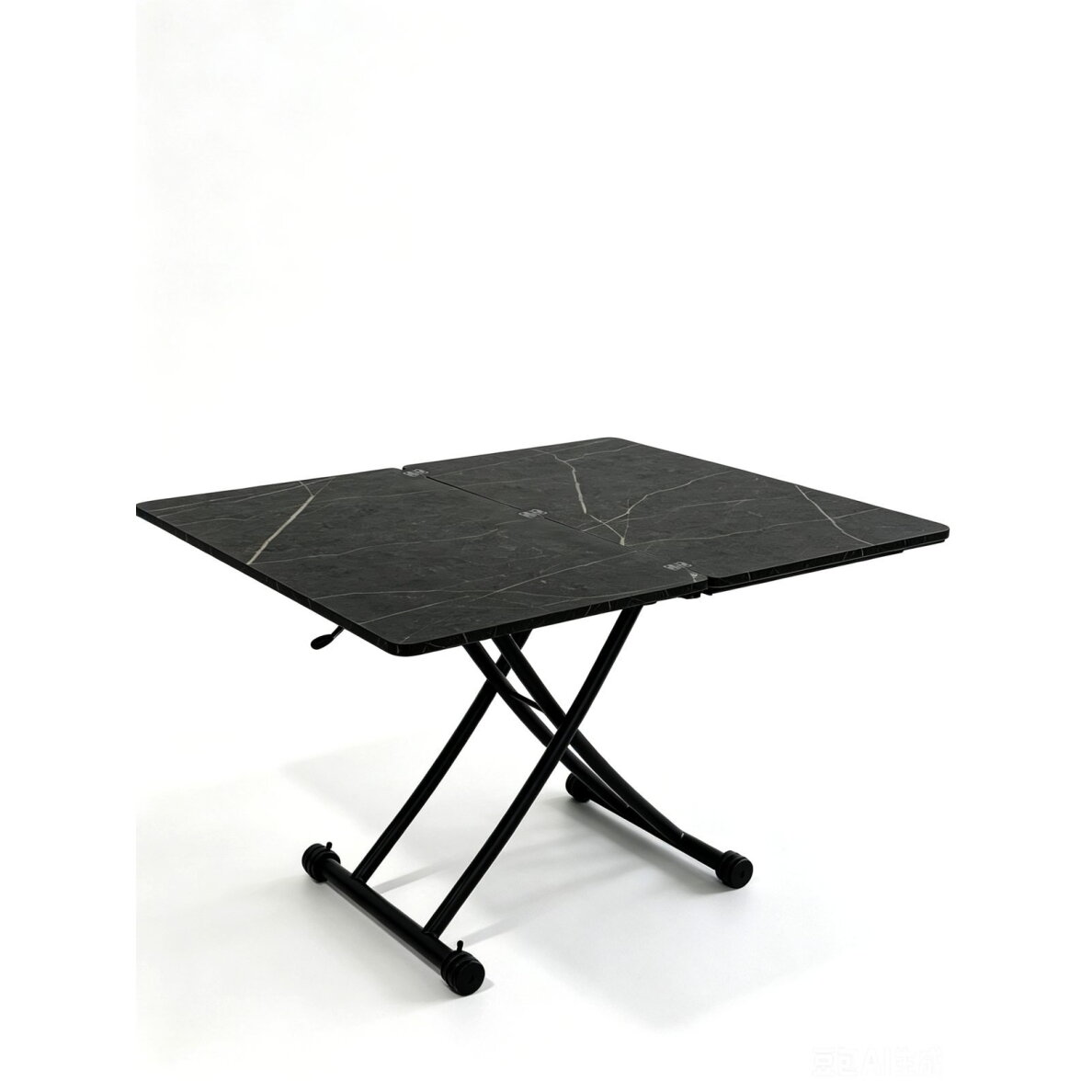 Stalas transformeris ULM 100x57-114 cm, juoda su auksu Stalas transformeris ULM 100x57-114 cm, juoda su auksu