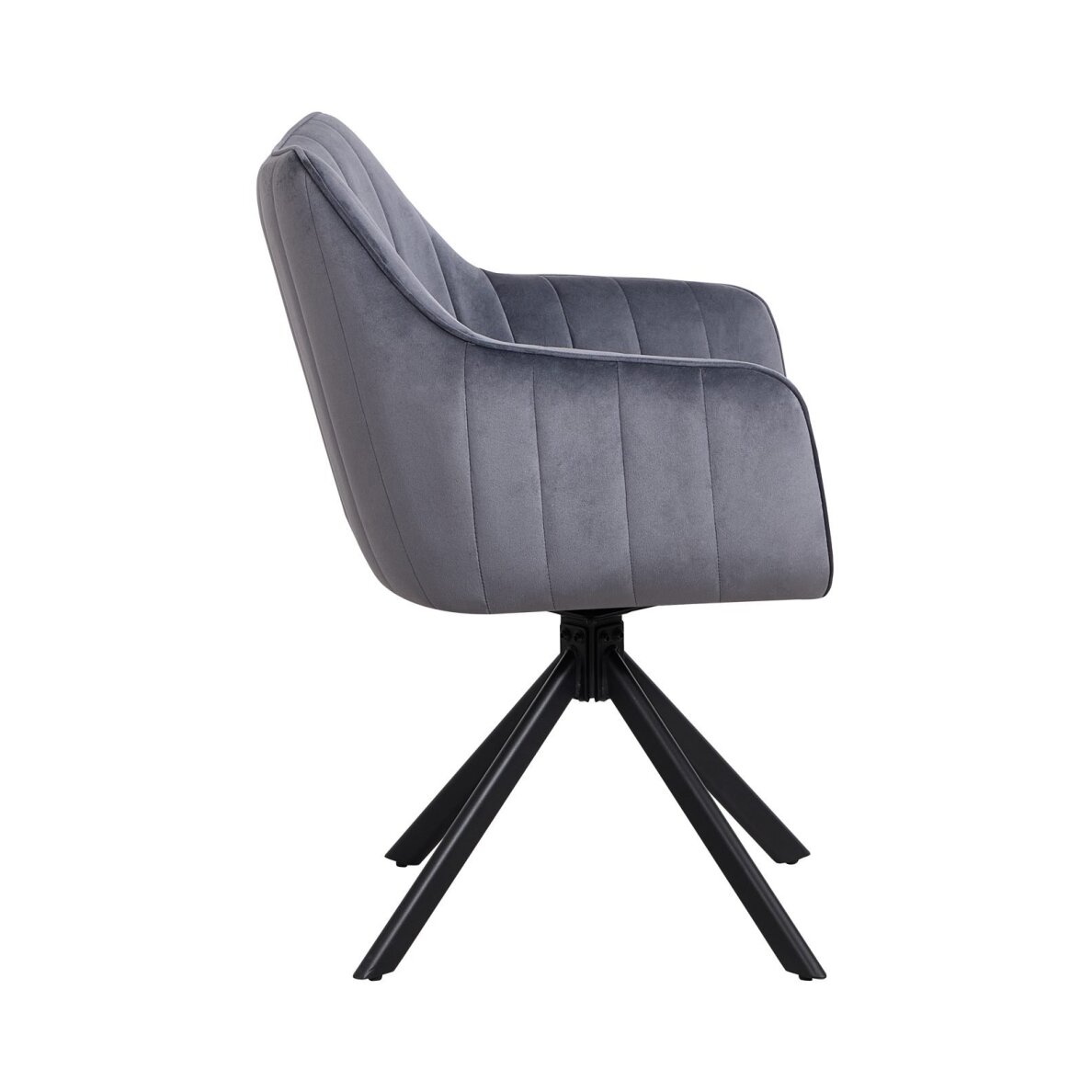 Sukama kėdė su porankiais ASTON VELVET, pilka, veliūrinė 2