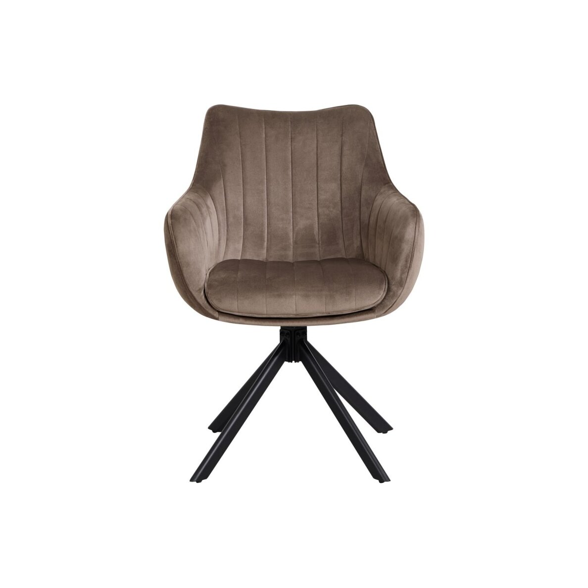 Sukama kėdė su porankiais ASTON VELVET, ruda, veliūrinė