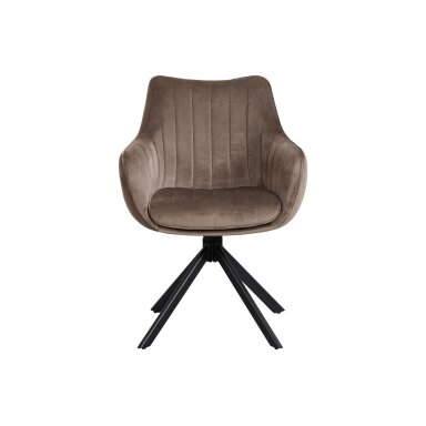 Sukama kėdė su porankiais ASTON VELVET, ruda, veliūrinė