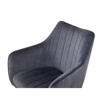 Sukama kėdė su porankiais ASTON VELVET, pilka, veliūrinė 4