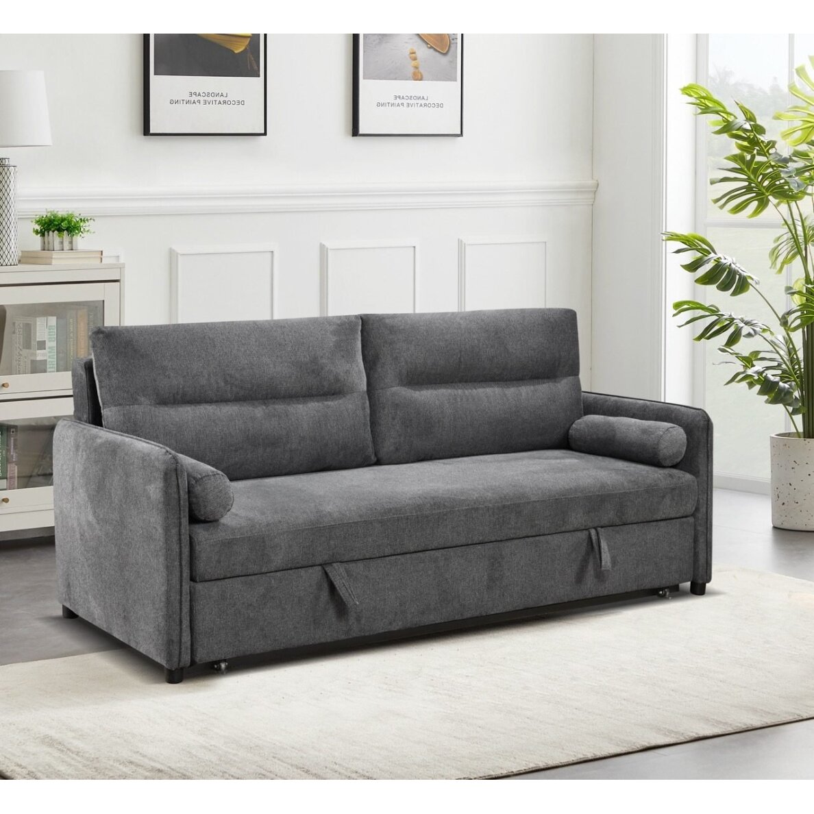 Trivietė sofa-lova GIROS, tamsiai pilka 3