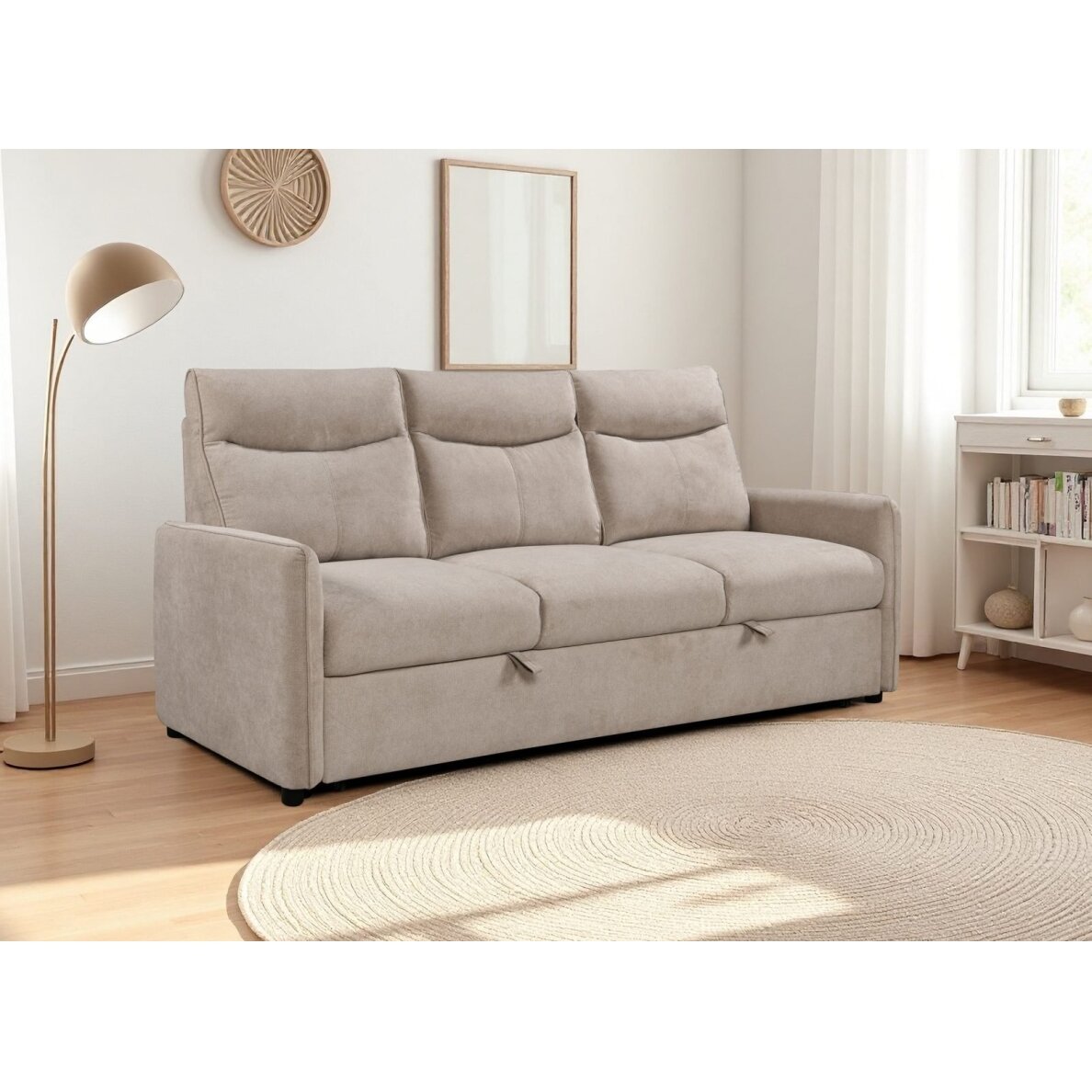 Trivietė sofa-lova LUMEN, smėlio 4 Trivietė sofa-lova LUMEN, smėlio 4
