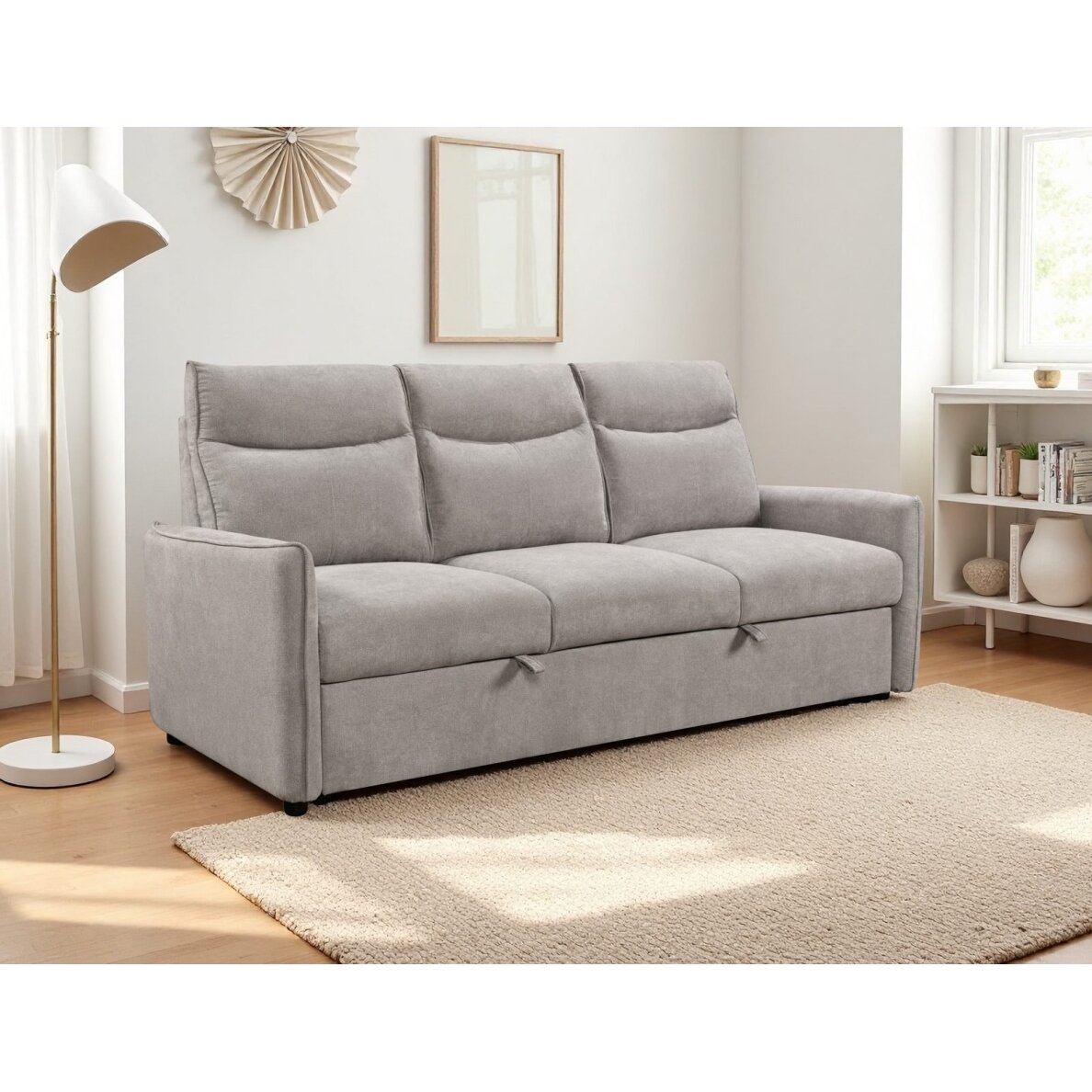 Trivietė sofa-lova LUMEN, šviesiai pilka 4