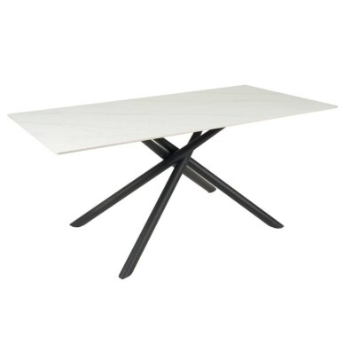 Valgomojo stalas LOTUS 180x90 cm, matinis baltas marmuras